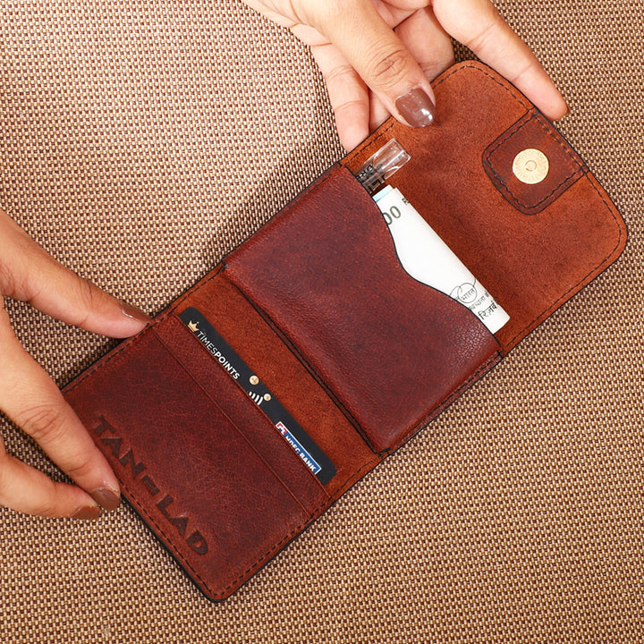 Personalized Brown Ash Leather Card Holder