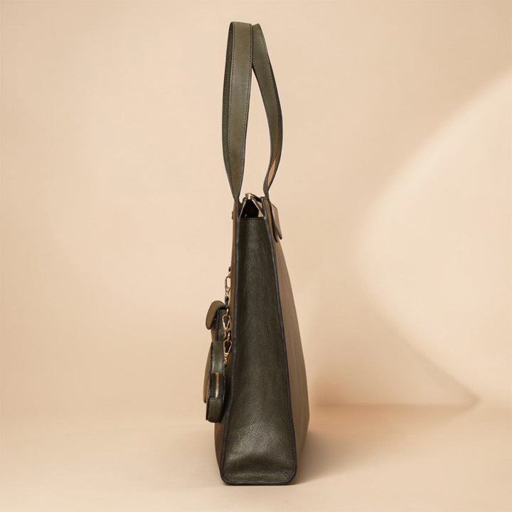 Personalized Dark Green Monica Leather Tote Bag