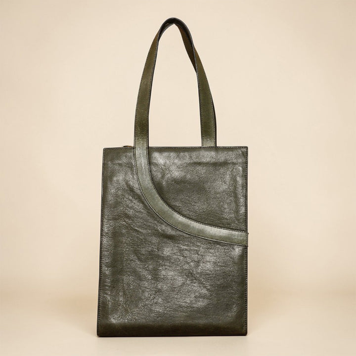 Personalized Dark Green Monica Leather Tote Bag