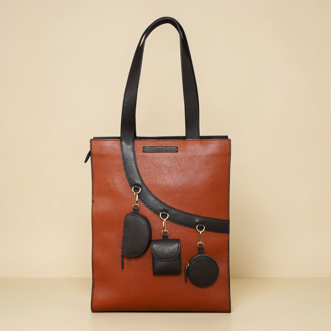 Personalized Burnt Orange Monica Leather Tote Bag