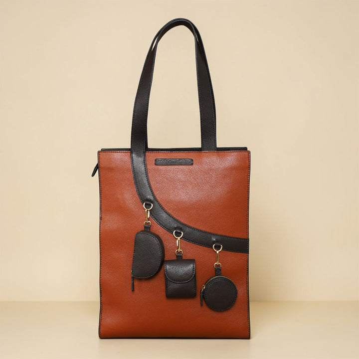 Personalized Burnt Orange Monica Leather Tote Bag
