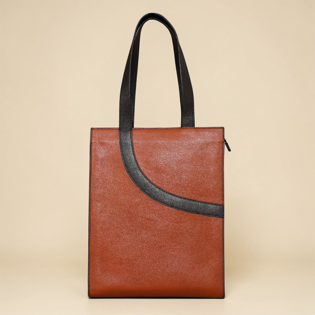 Personalized Burnt Orange Monica Leather Tote Bag