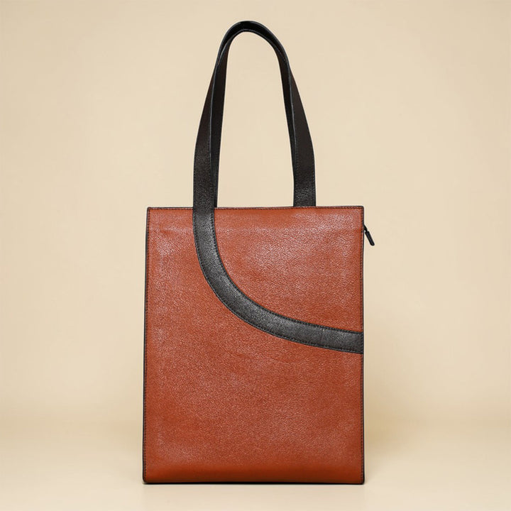 Personalized Burnt Orange Monica Leather Tote Bag