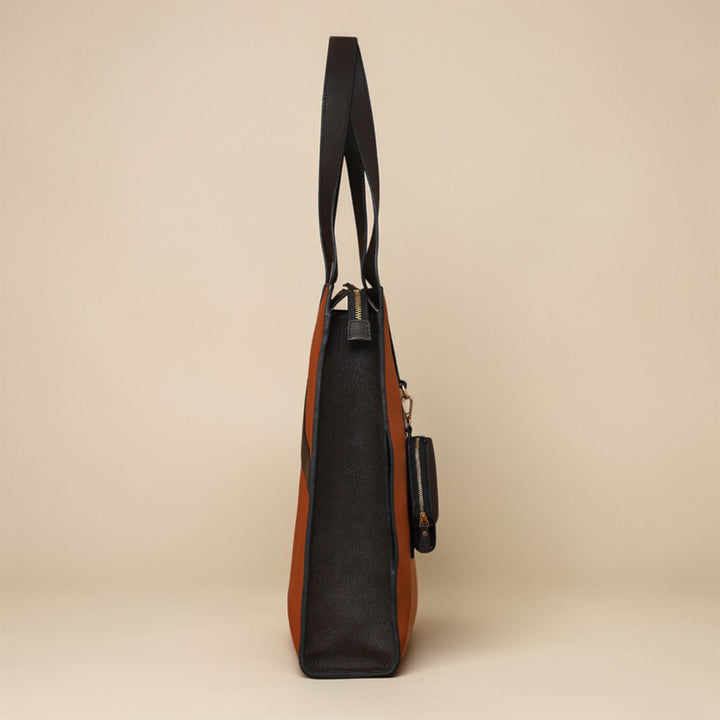 Personalized Burnt Orange Monica Leather Tote Bag