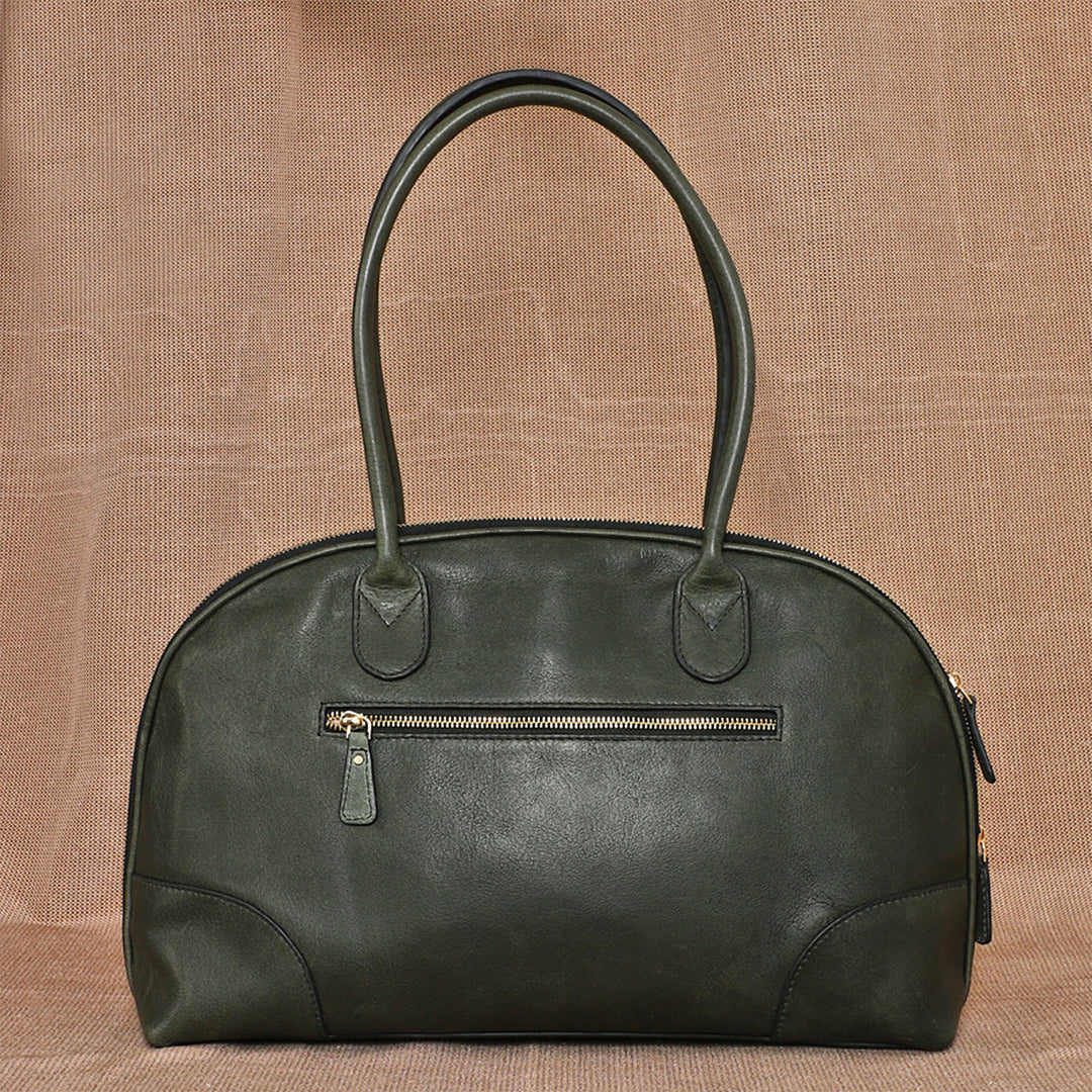 Personalized Large Green Brooklyn Leather Shoulder Bag