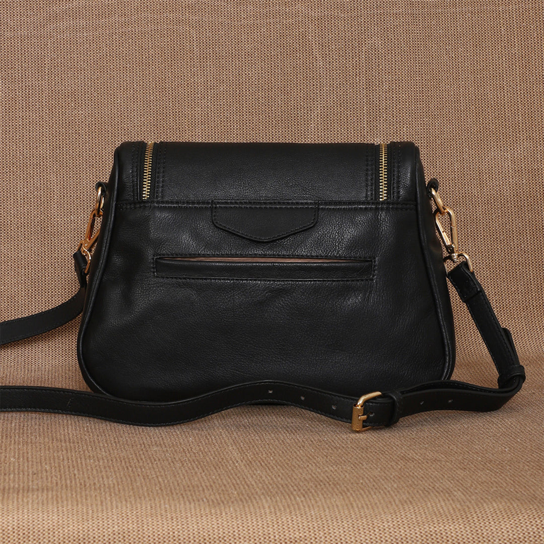 Personalized Black Millie Leather Sling Bag