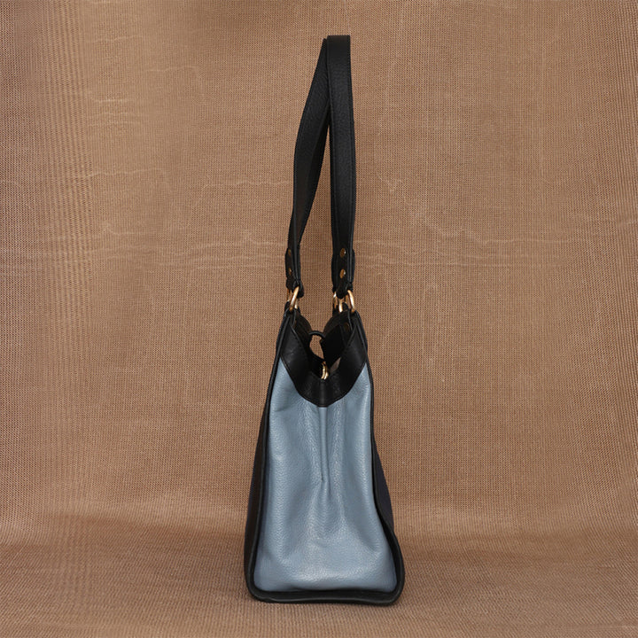 Personalized Blue Serena Leather Tote Bag