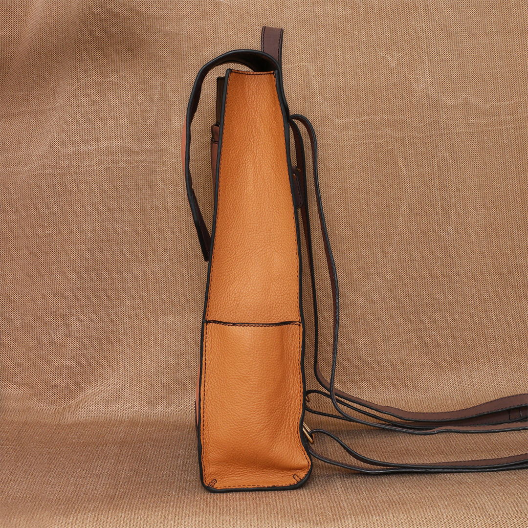 Personalized Peach Emily Leather Backpack