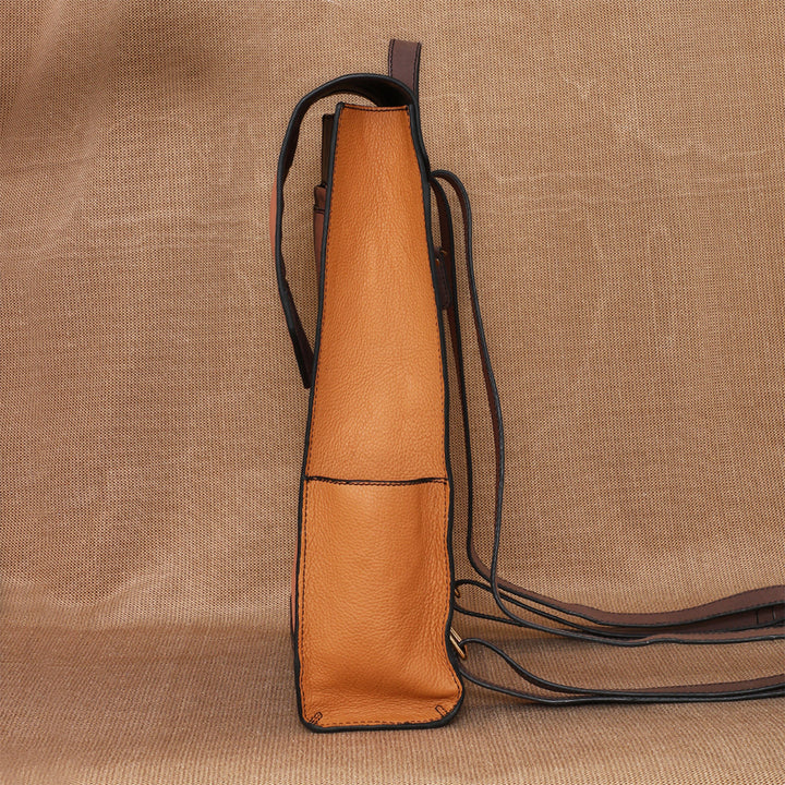 Personalized Peach Emily Leather Backpack