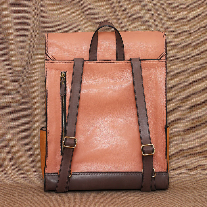 Personalized Peach Emily Leather Backpack