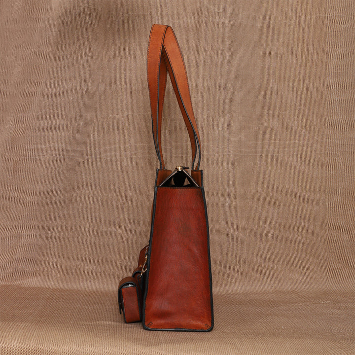 Personalized Large Brown Monica Leather Tote Bag