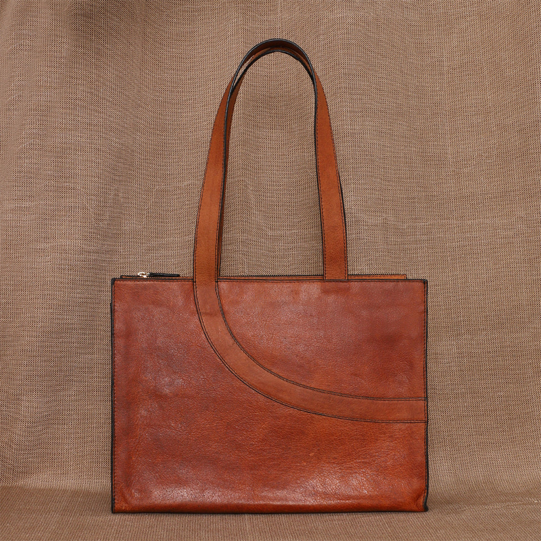 Personalized Large Brown Monica Leather Tote Bag