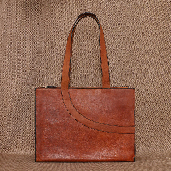 Personalized Large Brown Monica Leather Tote Bag