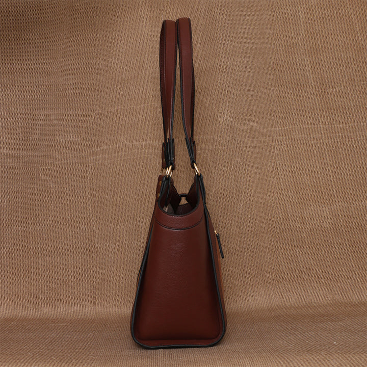 Personalized Brown Serena Leather Tote Bag