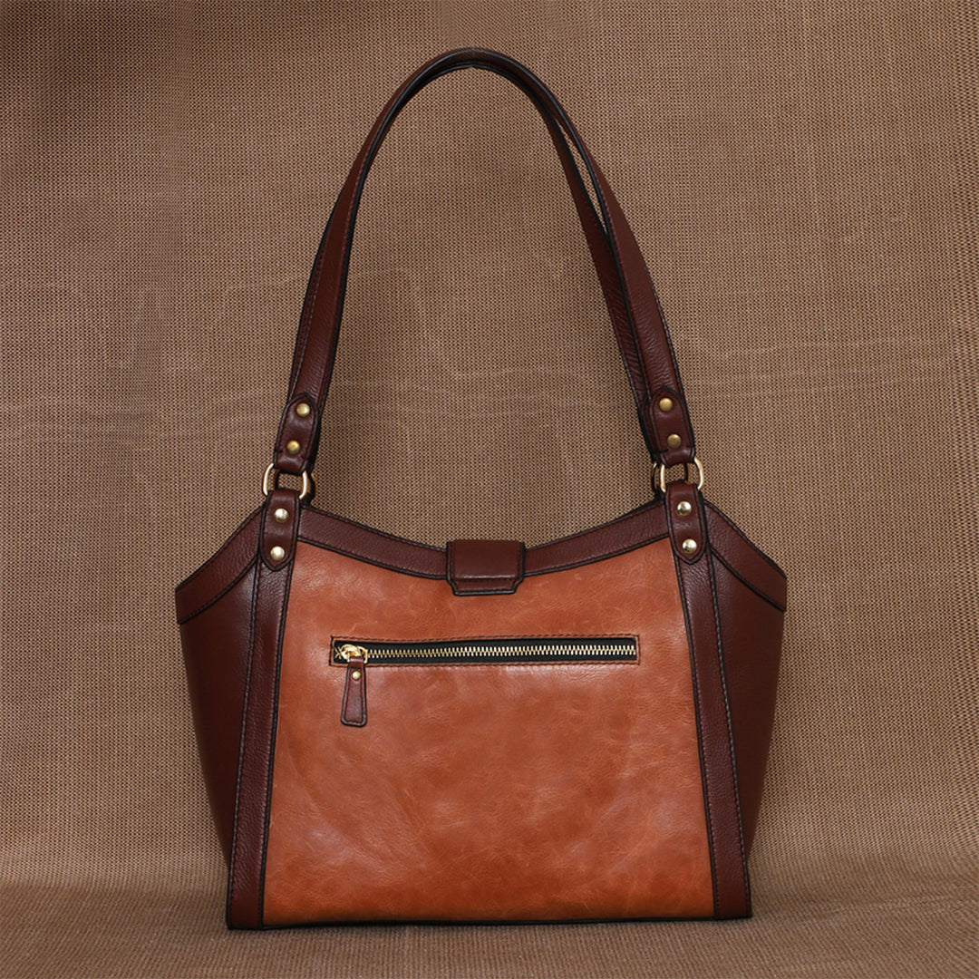 Personalized Brown Serena Leather Tote Bag