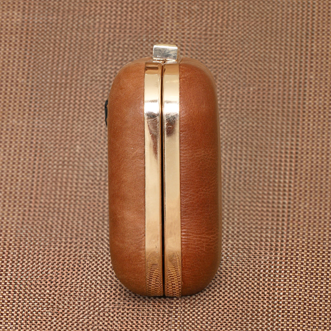 Personalized Brown Jewels Leather Clutch