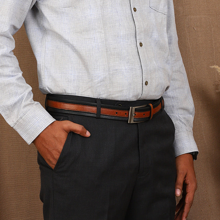 Brown & Black Layover Leather Belt