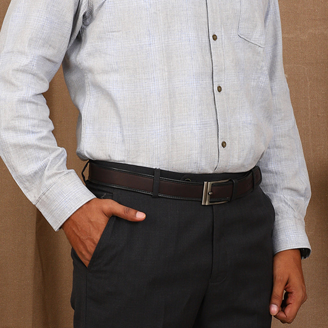 Dark Brown & Black Binding Leather Belt