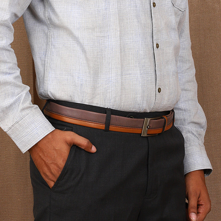 Dual Shade Gridline Leather Belt