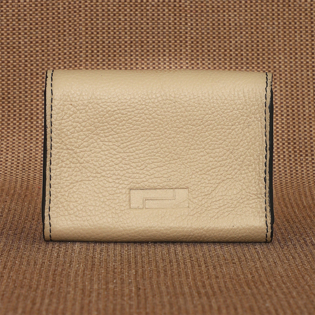 Personalized Off White Ash Leather Card Holder With Lining