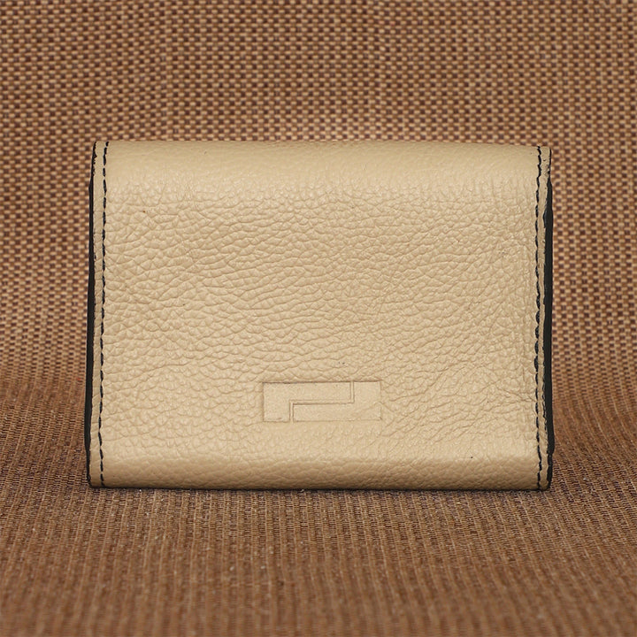 Personalized Off White Ash Leather Card Holder With Lining