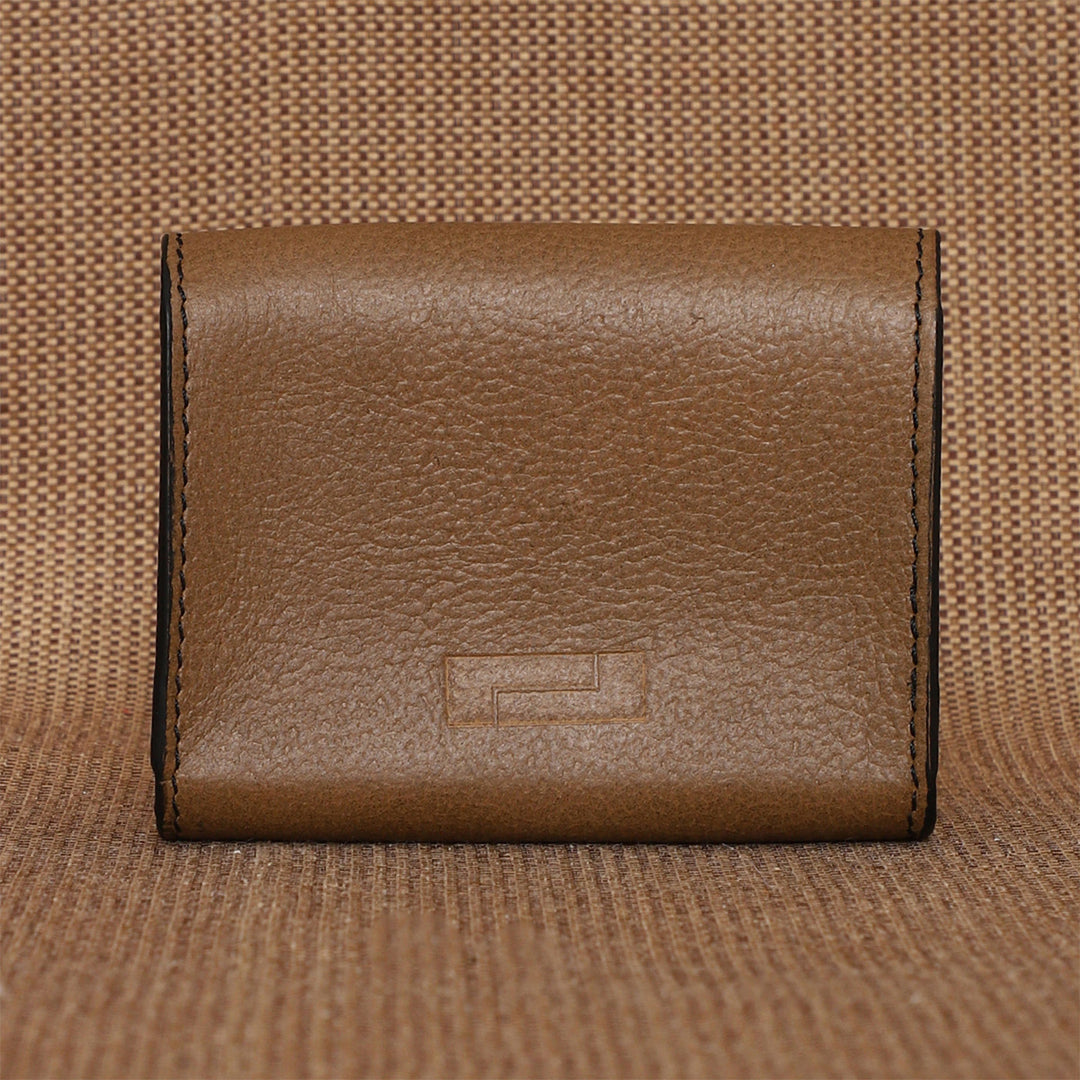 Personalized Olive Brown Ash Leather Card Holder With Lining