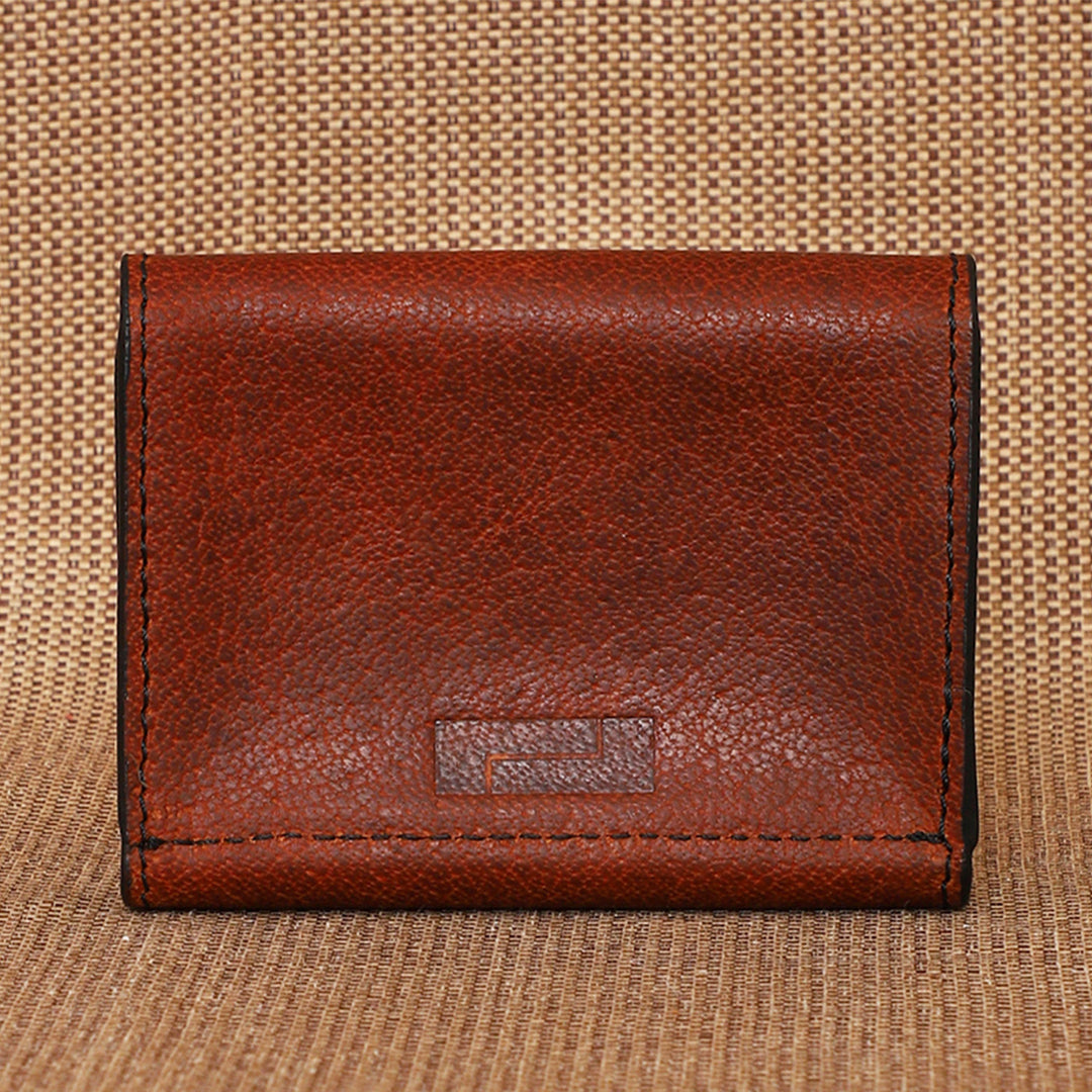 Personalized Brown Ash Leather Card Holder