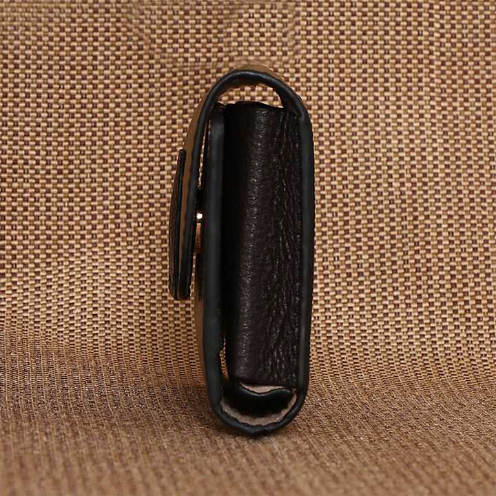 Personalized Olive Brown Ash Leather Card Holder With Lining