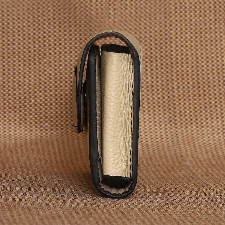 Personalized Off White Ash Leather Card Holder With Lining