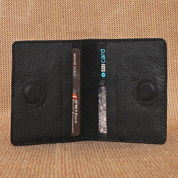 Personalized Black Rex Leather Card Holder