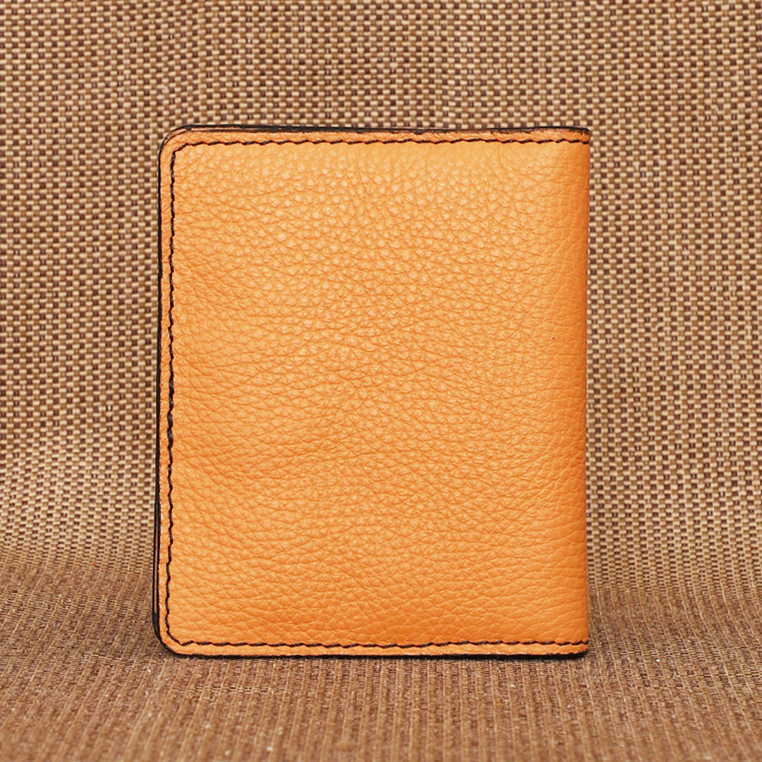 Personalized Orange Rex Leather Card Holder With Lining