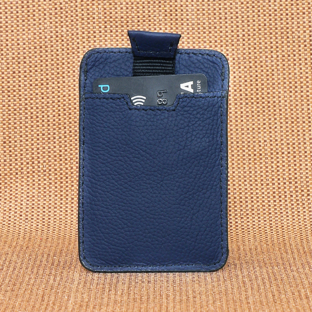 Personalized Blue Kai Leather Card Holder With Lining