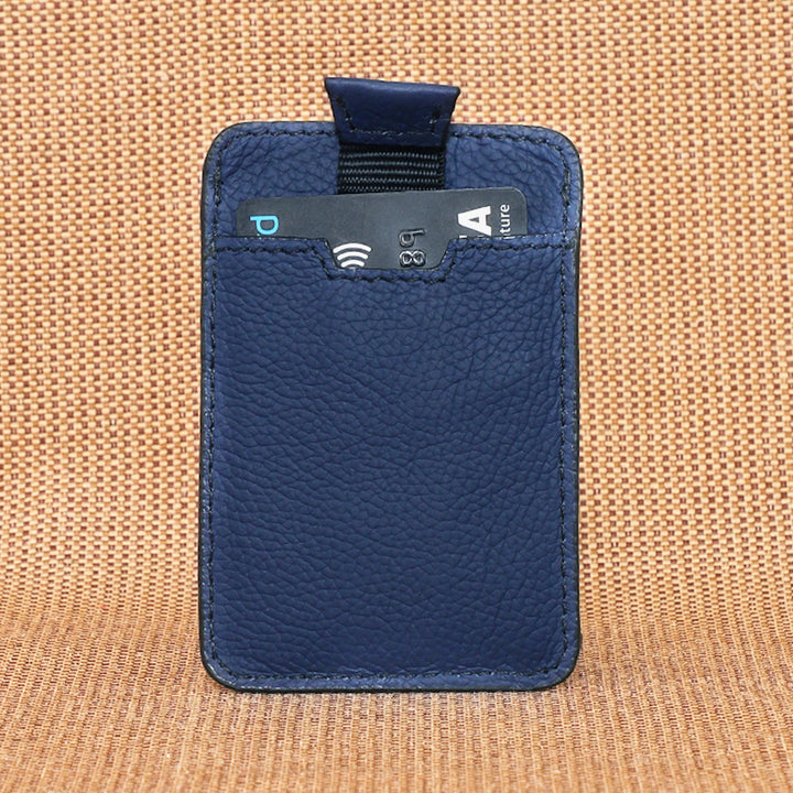 Personalized Blue Kai Leather Card Holder With Lining
