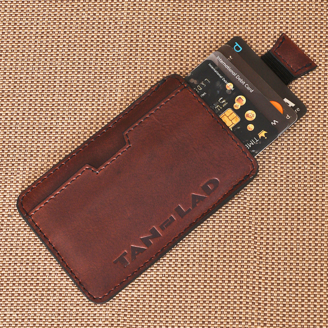 Personalized Brown Kai Leather Card Holder