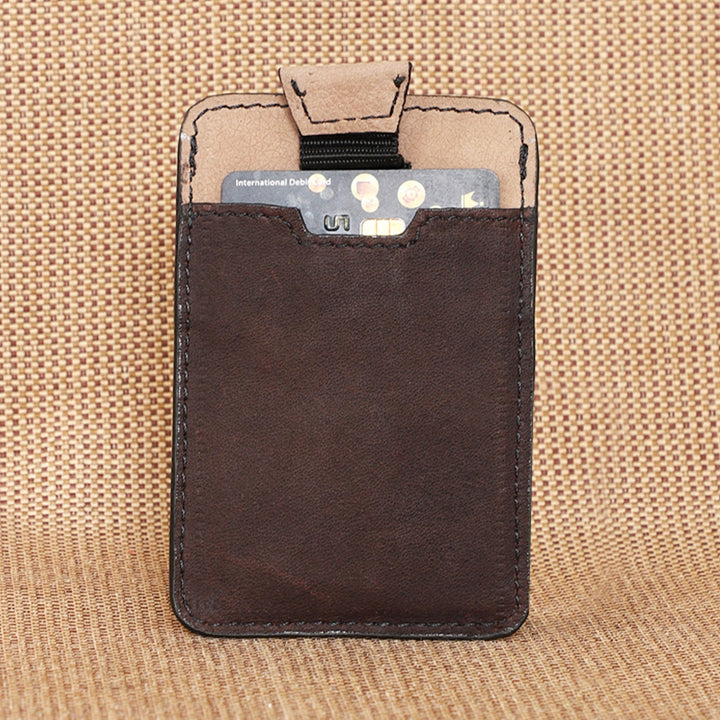 Personalized Dark Brown Kai Leather Card Holder With Lining