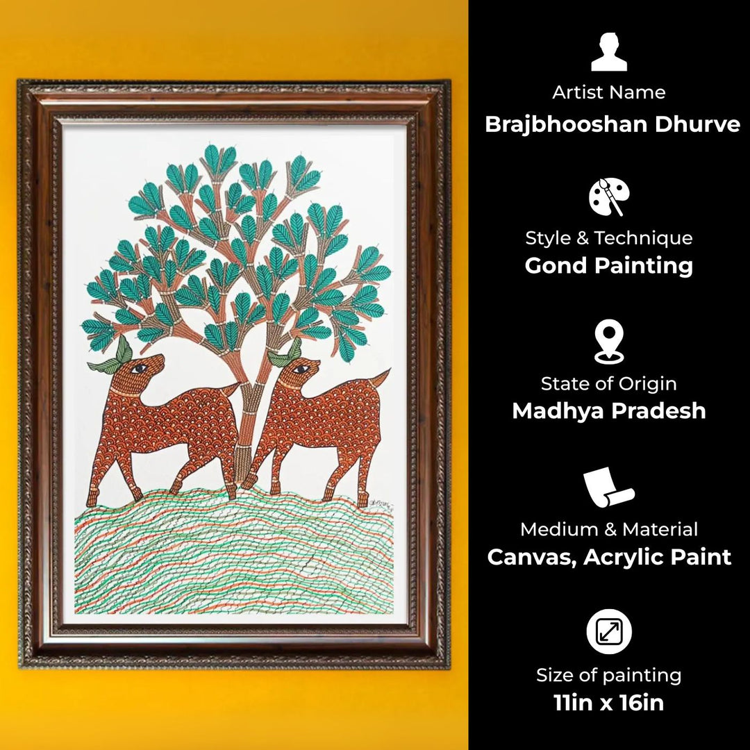 11 x 16 Inch | Nature & Wildlife | Original Hand Painted Tribal Gond Art Painting | Acrylic Paint On Paper