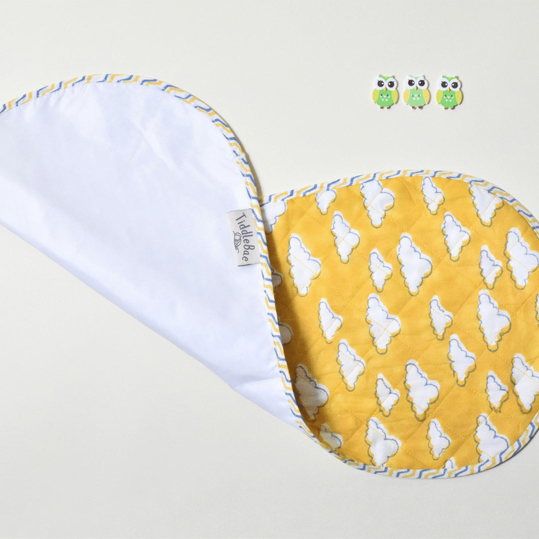 Block Printed Dreams Afloat Burp Cloth