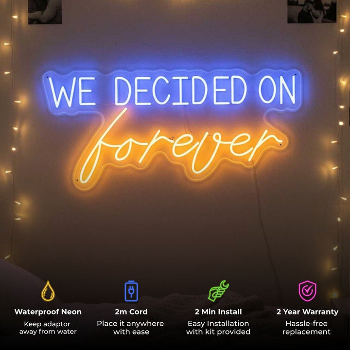 Personalized "We Decided On Forever" Handmade Neon Light Sign Board For Wedding/Engagement Backdrop Decor