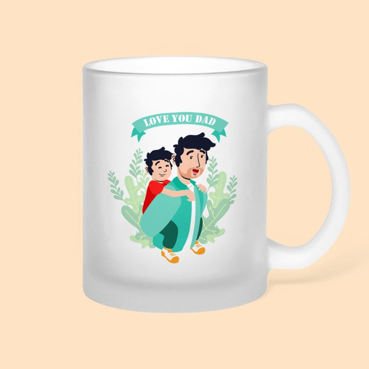 Printed Dad And Son Theme Glass Mug