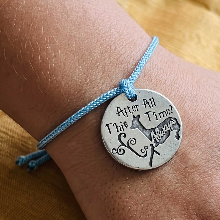 Engraved "After All This Time Always" Quote Metal Charm Rakhi With Roli Chawal for Brother