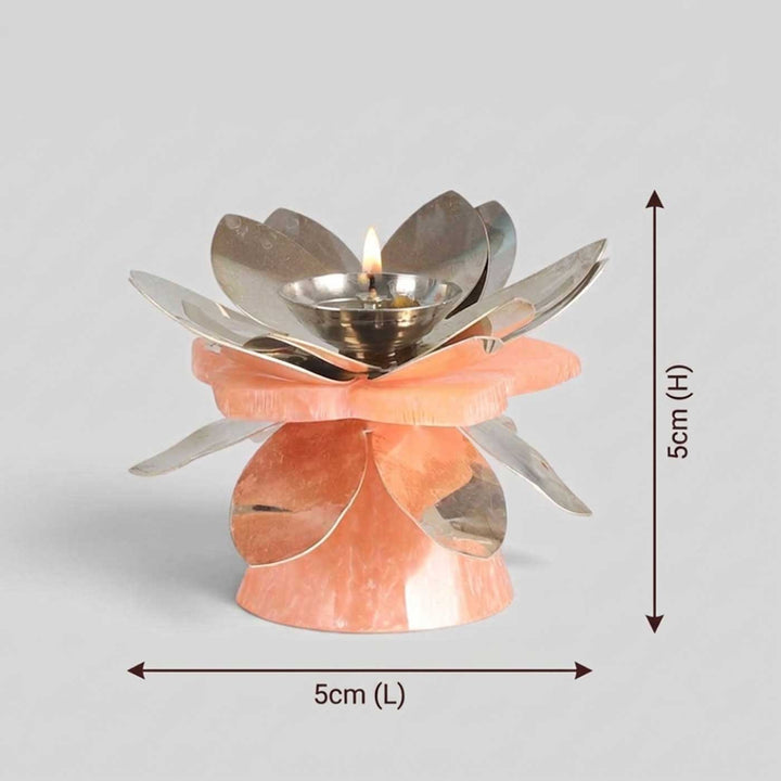 Handmade Pink Resin & Steel Oil Lamp / Diya For Festive Decor