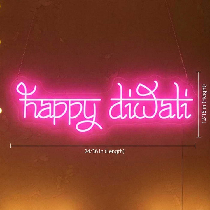 Handmade "Happy Diwali" Neon Light Sign Board for Festive Home Celebration Decor