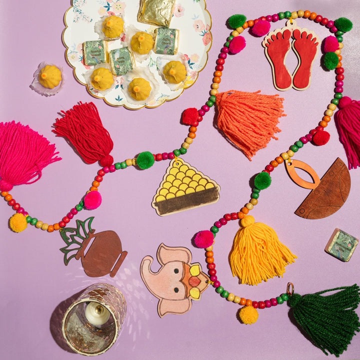 Handmade Diy Festive Paint It Yourself Bunting - Flat Lay Showing Full Garland Design
