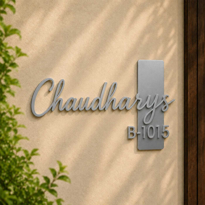 Personalized Silver 3D Metal Floating Text Name Plate For Home