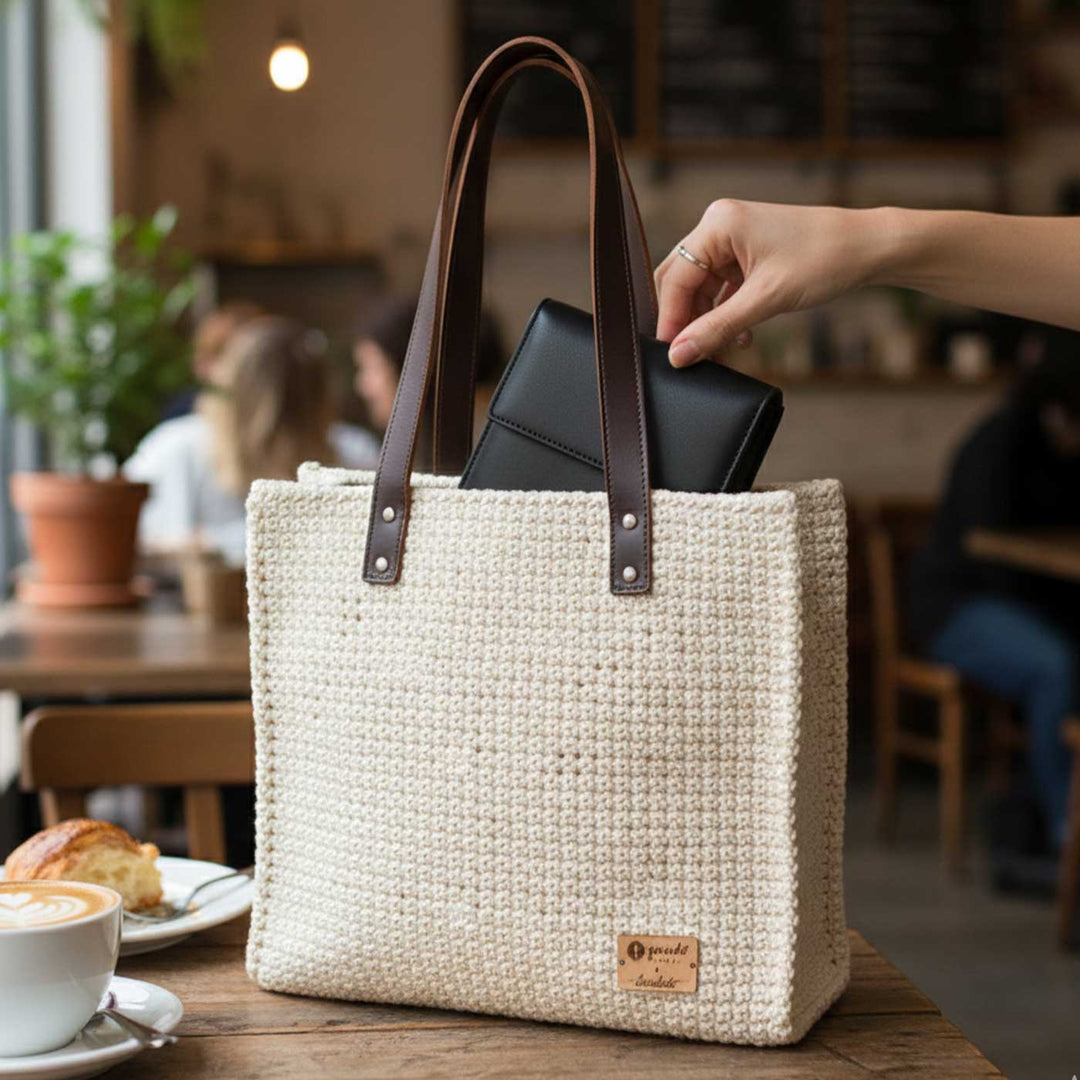 Solid White Mukhya Knot Handmade Koodai Tote Bag