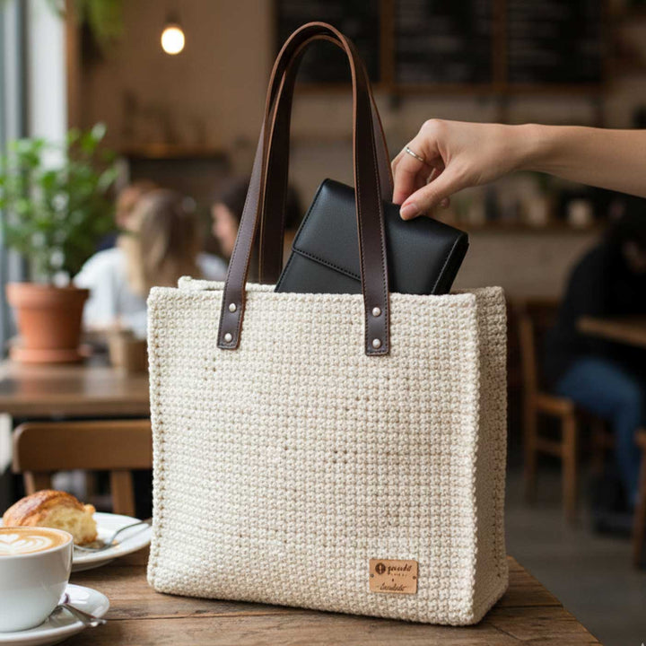 Solid White Mukhya Knot Handmade Koodai Tote Bag