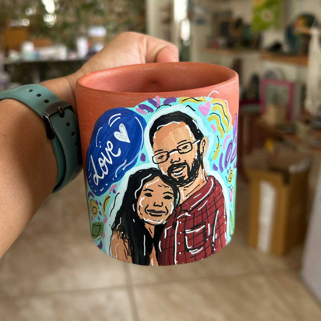 Photo Personalized Hand-Painted Spring Design Terracotta Mug