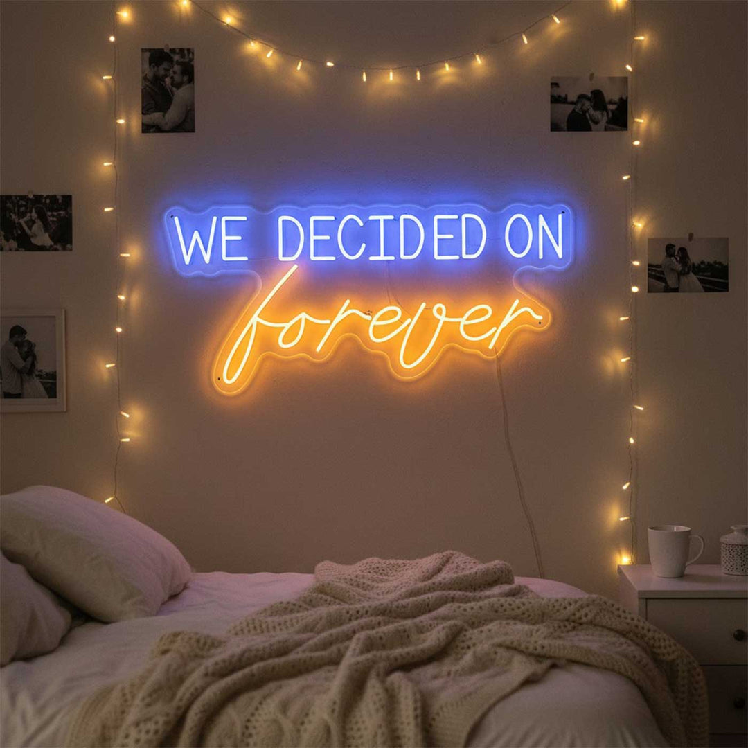 Personalized "We Decided On Forever" Handmade Neon Light Sign Board For Wedding/Engagement Backdrop Decor