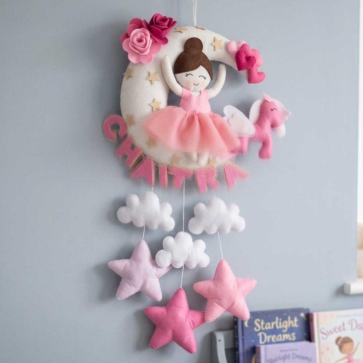 Personalised Moon Doll Unicorn Felt Hanging