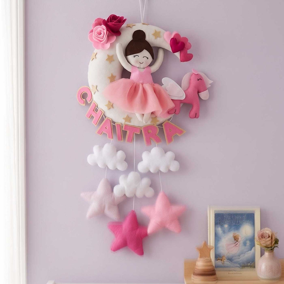 Personalised Moon Doll Unicorn Felt Hanging